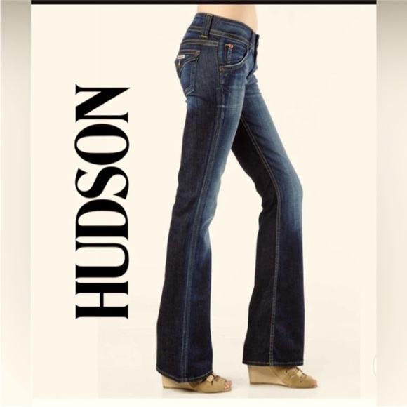 HUDSON BOOTCUT USA SIGNATURE LOW RISE FLAP POCKET JEAN IN ELM WASH Sz28 - Picture 1 of 16